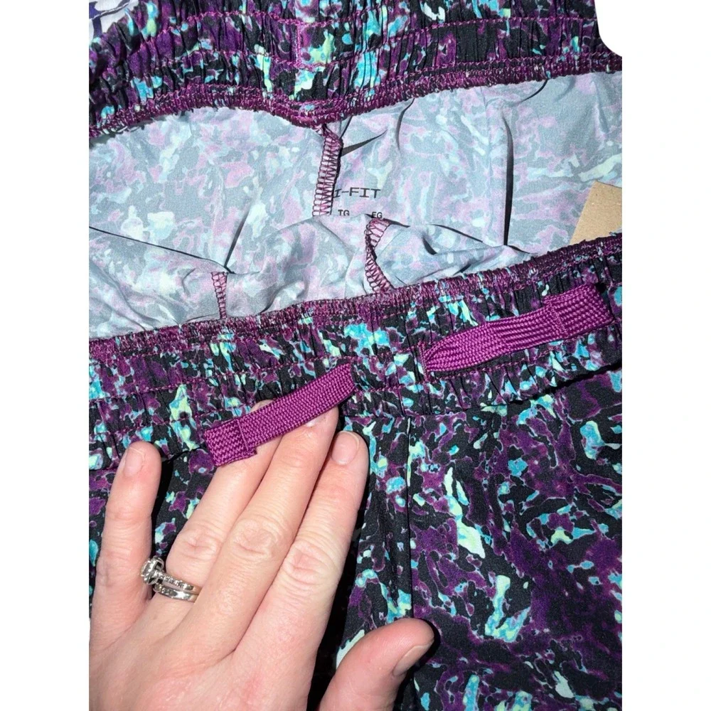 Nike Kids Dri-Fit Athletic‎ Shorts Purple Black Teal Abstract Print Size XL